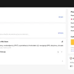 Podsumowanie zamówienia z AliExpress: cena US $799.50, zniżka US $28.00, korekta VAT US $144.26. Całkowita kwota US $627.24.