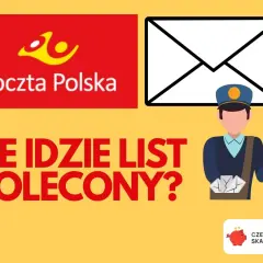 Poczta Polska: ile idzie list polecony priorytetowy? Grafika z listonoszem i kopertą.