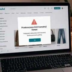 Awaria Vinted: przekroczono limit transakcji. Komunikat na ekranie laptopa informuje o osiągnięciu maksymalnego limitu.