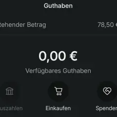 Ekran Vinted: 0,00 € dostępne, 78,50 € oczekujące. Opcje: wypłata, zakupy, darowizna. Dowiedz się, jak wyplacic pieniadze z Vinted.