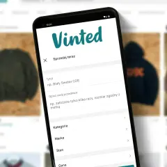 Telefon z aplikacją Vinted, gdzie można sprzedawać ubrania. Idealne rozwiązanie dla firm chcących dotrzeć do nowych klientów.