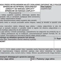 Wzór sprzeciwu od nakazu zapłaty w postępowaniu upominawczym. Dokument zawiera pouczenia dotyczące wypełniania i składania sprzeciwu.