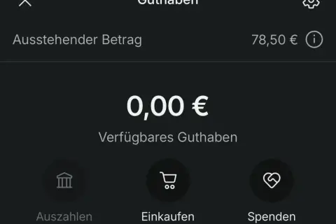 Ekran Vinted: 0,00 € dostępne, 78,50 € oczekujące. Opcje: wypłata, zakupy, darowizna. Dowiedz się, jak wyplacic pieniadze z Vinted.