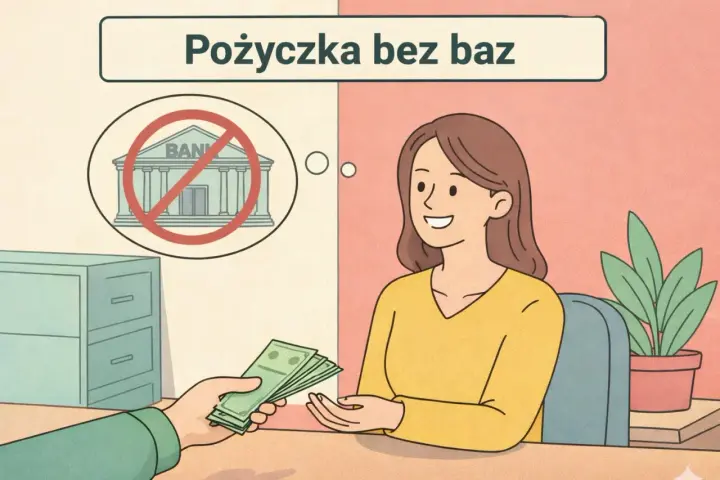 Kobieta otrzymuje pieniądze, myśląc o pożyczce bez baz.