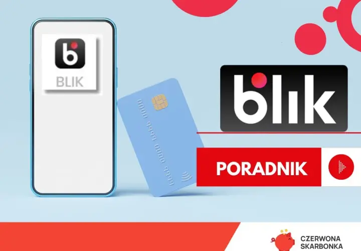 Telefon z aplikacją BLIK, karta płatnicza i logo BLIK.