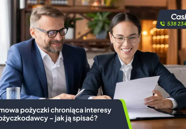 Uśmiechnięci ludzie omawiają umowę pożyczki pieniędzy. Zapewnij sobie bezpieczeństwo finansowe.