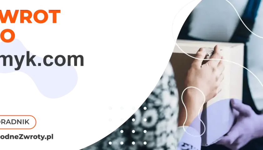Zwrot do smyk.com. Poradnik WygodneZwroty.pl. Dwie pary rąk przekazują sobie paczkę.