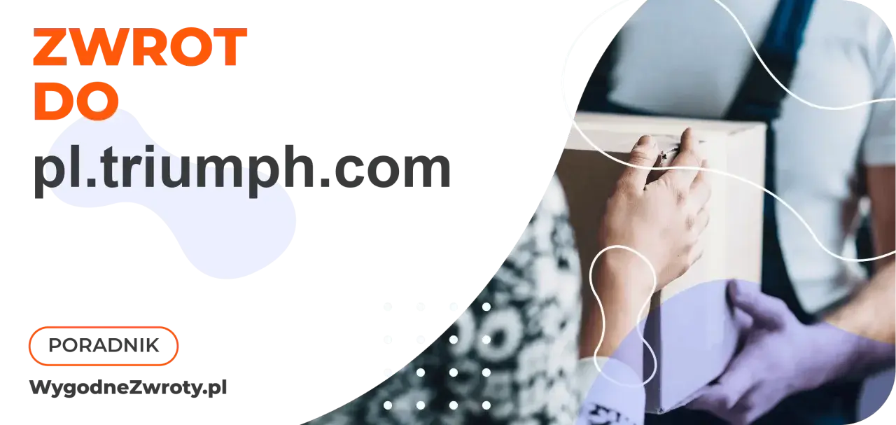 Zwrot do pl.triumph.com. Poradnik WygodneZwroty.pl. Dwie dłonie przekazują paczkę.